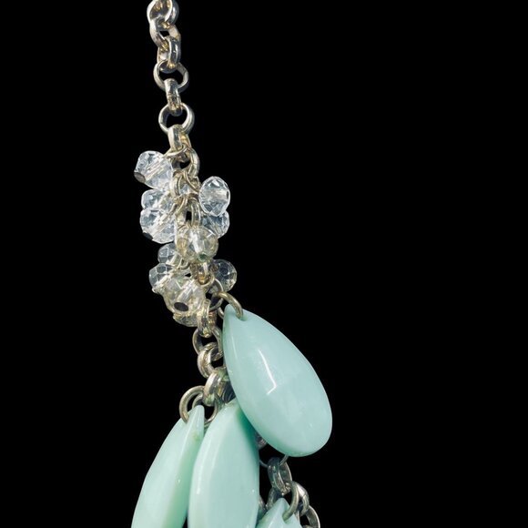 Mint Green Teardrop Statement Necklace Chunky Bib Layered Boho Chic Jewelry - Picture 4 of 7